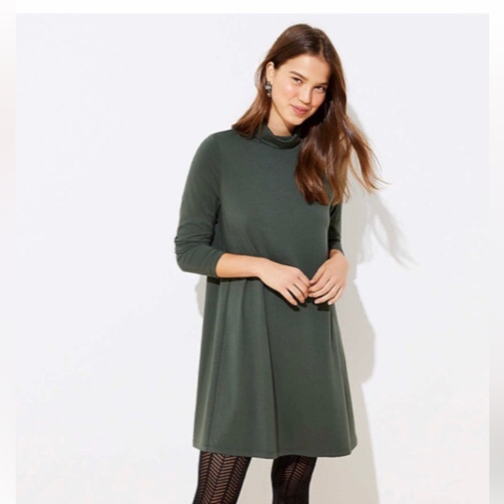 Loft Mock Neck Swing Dress Sz Large